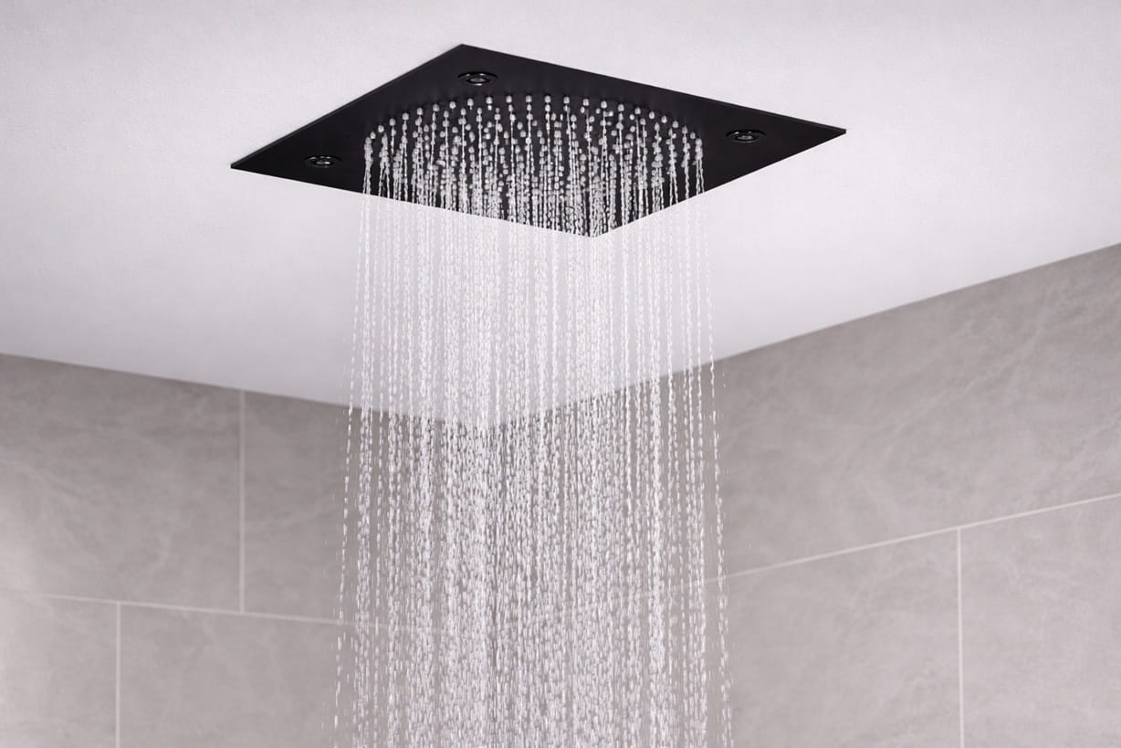 Modern matte black bathroom design